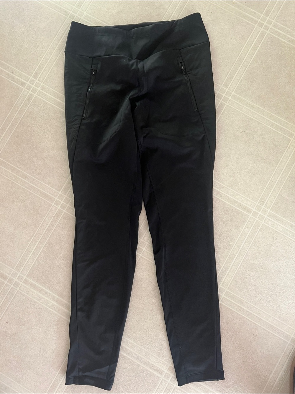 Athleta Black Ranier Lined Leggings with Zip Pockets